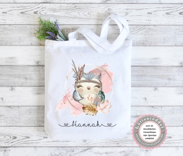 Tasche Indianer Eule Wechselwäsche Wechselkleidung (personalisiert) für Kindergarten  Wunschname KITA Kindergarten Einschulung Lüttentüddel®